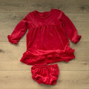 Vineyard Vines Red Velvet Baby Dress Set